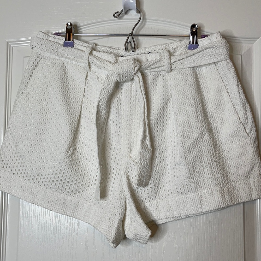 Polo Ralph Lauren White Eyelet Belted Shorts 14